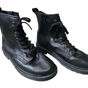 STEVE MADDEN Size 8.5 M Black Leather Zip Combat Fashion High Ankle Boots Used